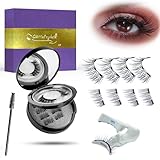 Magnetische Wimpern Schwarz Set – 3 Paare Voll- & Halbwimpern Natürlich...