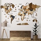 WoodLeo Hölzerne Weltkarte (Deutsch) - 3D Art Large Wall Decor - Karte...