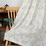 Moslovstar Leinen-Vorhänge mit Blumenmuster, halbtransparent,...