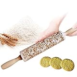 Clevoers Teigroller Nudelholz Muster Prägerolle Holz,Schmetterlings Blumen...