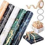 woric 5 Rollen Geschenkpapier Set, 43cm x 3m Geschenkpapier Marmor...