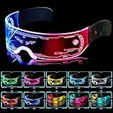 Kimimara Cyberpunk LED Brille - Party Leuchtbrille Leuchtende Visor Glasses...
