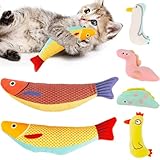OWill 6 Stück katzenspielzeug Set,Weiches plüschfisch katzenminze...