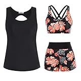 JASAMBAC Bikini Damen.3-Teiliger Tankini Damen Bauchweg,...