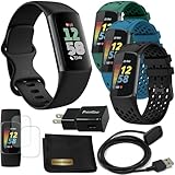 Fitbit Charge 6 Fitness-Tracker-Uhr mit Google-Apps (schwarz), Paket mit...