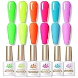 BORN PRETTY UV Nagellack Neon, Shellac Set Leuchtendes Orange Grün Blau...