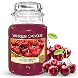 Yankee Candle Duftkerze im Glas (groß) / Black Cherry / Kerze mit langer...