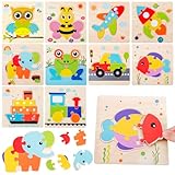 LETTERASHQP Holzpuzzle ab 1 2 3 Jahr, 10 Stück Holzpuzzle Puzzle Kinder...