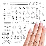 2 Blätter Fake Tattoos Schwarz Temporäre Klebetattoos Erwachsene...