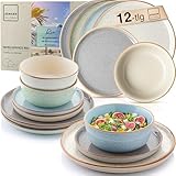 SÄNGER Rio | Tafelservice 12 teilig, Steingut Geschirr Set 4 Personen, 4x...