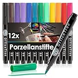 OfficeTree 12 x Porzellanstifte Spülmaschinenfest - 12 Farben -...