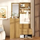 Kompaktgarderobe 105x180cm – Modernes Multifunktionales Eingangsregal mit...