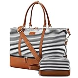 Sucipi Reisetasche Damen, Weekender Groß Canvas PU-Leder Handgepäck...