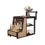interoknack Luxus Rattan Barwagen - Beweglicher Beistelltisch mit Ablagen,...