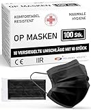 ADESTE – 100x schwarze Einweg OP Masken Typ IIR, 3-lagig,...