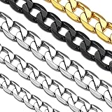 Suplight Unisex Kette 4mm breit Edelstahl Panzerkette Cuban Link Chain...