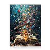 Dazzlewall Farbiges Schmetterlings Leinwand Bilder, Vintage Buch...