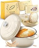 KRUSTENZAUBER Gusseisen Topf Brot backen emailliert inkl. Gärkorb - 26cm...