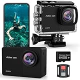 TIMNUT 4K 60FPS Action Cam, Unterwasserkamera mit 64G SD Karte 48MP HD WiFi...