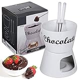 Schokoladenfondue 4er Set Keramikschale Schmelztopf Teelicht erhitzt 2...
