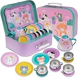 Jewelkeeper - Kinderspiel Zinn Teeservice & Tragetasche, Kindergeschirr...