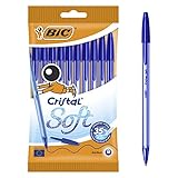 BIC Kugelschreiber Cristal Soft, weiche Kullis in Blau, Strichstärke 0,45...