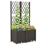 COSTWAY Blumenkasten mit Rankgitter, Pflanzkasten für Kletterpflanzen,...