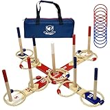 Holz Ringwurfspiele, Premium Quoits Gartenspiel Set, Wurfspiel (groß)