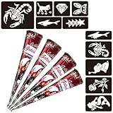 Naturic 4x Henna Tattoo, Temporäre Tattoo + 11x Henna Tattoo Schablone,...