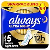 Always Ultra Secure Night Damenbinden (Größe 5) mit Flügeln 64 Stück,...