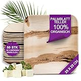Waipur Bio Palmblatt Teller - 50 Stück groß eckig 25x25 cm - Premium...