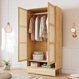 Gelukueub Kleiderschrank mit Stange, 2-türiger Kleiderschrank,...