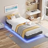 IRONCK Bett 90x200 mit LED Beleuchtung und Ladestation, Bettgestell...