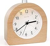 Wecker Analog Holz mit Snooze Wecker Batteriebetriebe Tischuhr mit...