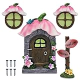 Grantop Miniatur Feentür und Fenster für Bäume Set, Feentür Garten Feen...