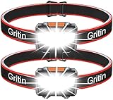 Gritin Stirnlampe LED, [2 Stück] LED Stirnlampe Kopflampe Superhell mit 3...