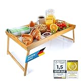 Frühstückstablett Bambus Bett-Tablett Serviertablett Betttisch mit...