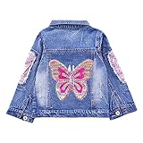 Peacolate 3-10Jahre Kleine Große Mädchen Jeansjacke Stickerei Pailletten...