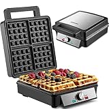 XXL 4er Waffeleisen | 1200 Watt | Waffelautomat | Paninigrill |...