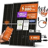 Solarway® 880W Balkonkraftwerk 800W komplett Steckdose - neuester 800 Watt...