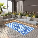 ARKEM Outdoor-Teppich Blau und Weiß 160x230 cm Teppich Wohnzimmer...