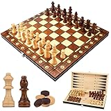 UCAMP Schachspiel,Schachspiel Kinder Holz,3 In 1 Schachspiel...