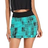 Grid Blue Running Skort, Damen-Miniröcke, hohe Taille, Wanderrock, Gitter...