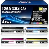4 Packungen 126A CE310A Toner Kompatibel mit HP 126A CE310A CE311A CE312A...