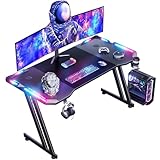 HLONONE 120 x 60 cm Gaming Tisch, Gaming Schreibtisch mit LED, PC Tisch...