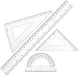 Thinp 4 Stück Lineal Set Geometrie-Set Kunststoff Mathematik-Set Mathe...