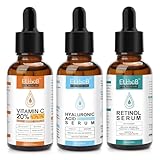BIO Gesichtspflege Set mit Vitamin C Serum, Retinol Serum, Hyaluron Serum...
