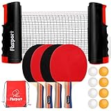 Tischtennisschläger Set Profi, Tischtennis Set mit 4 Tischtennis...