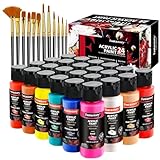 Fantastory Acrylfarben Set 24x 60ml,12 Pinsel;Exzellente Deckkraft,hohe...