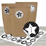 Papierdrachen Adventskalender zum Befüllen - mit 24 braunen Papiertüten...